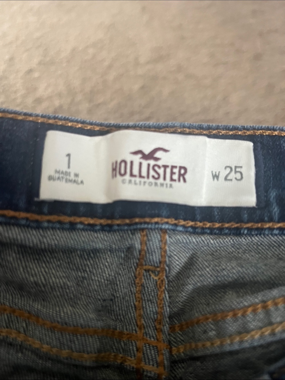 Hollister Women's Dark Blue Jean Shorts - Picture 5 of 6